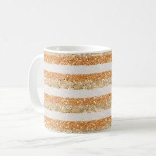 Mug Rayures de crème scintillante orange doré 