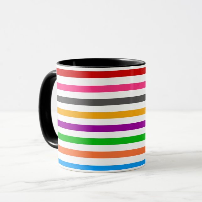 Mug Rayures de lignes arc-en-ciel colorées - Blanc  (Devant gauche)
