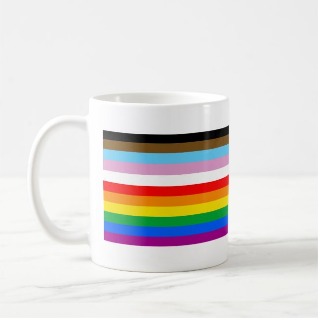 Mug Rayures du drapeau de progrès LGBTQ+ (Gauche)