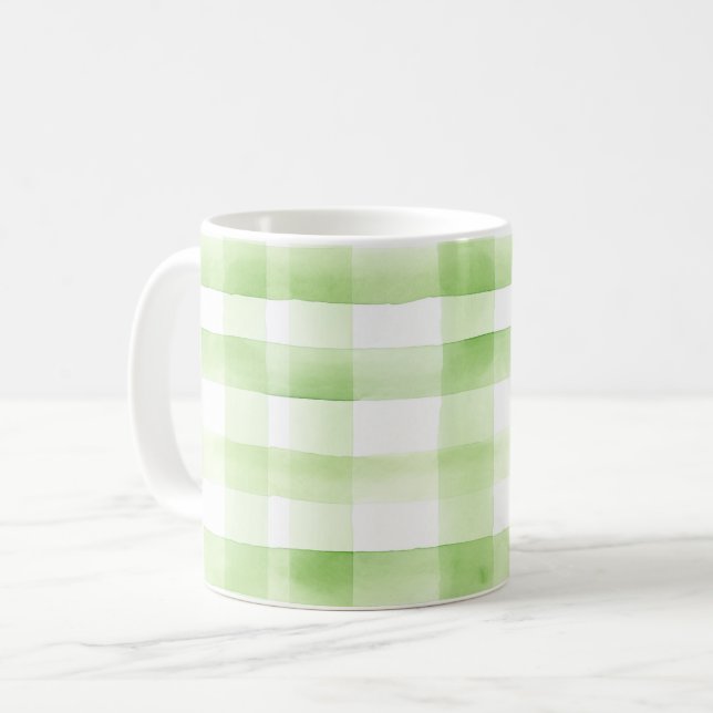 Mug Rayures écossaises vert pomme (Devant gauche)