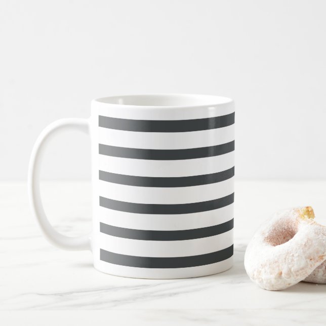 Mug Rayures grises et blanches (Avec donut)