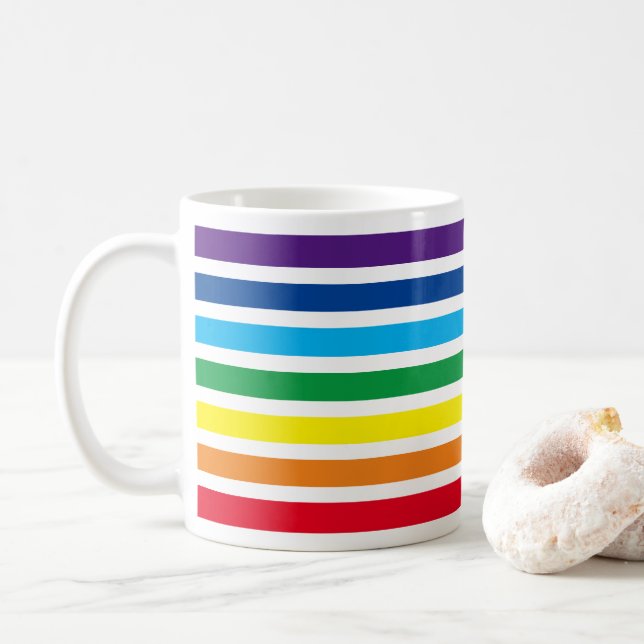 Mug Rayures horizontales d'arc-en-ciel (Avec donut)
