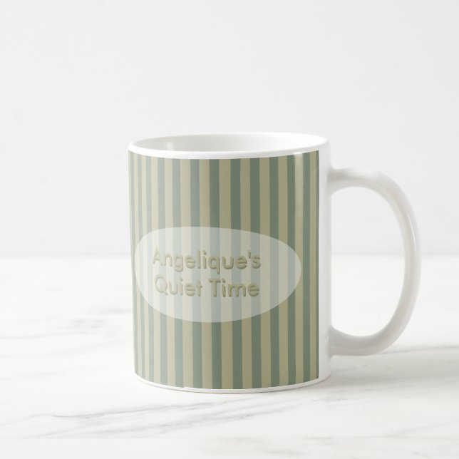 Mug Rayures kaki et beiges de temps tranquille avec (Droite)