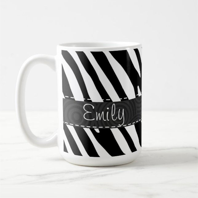 Mug Rayures noires et blanches de zèbre (Gauche)
