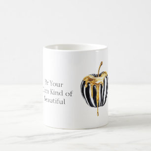 Mug Rayures noires et blanches Pommes égouttantes or