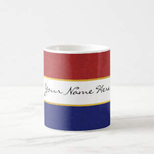 Mug Rayures rouges, blanches et bleues personnalisées