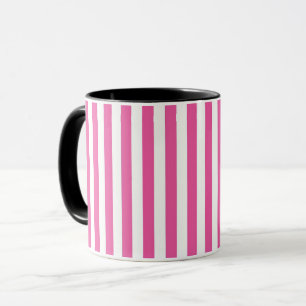 Mug Rayures verticales charmantes rose chaud et blanc