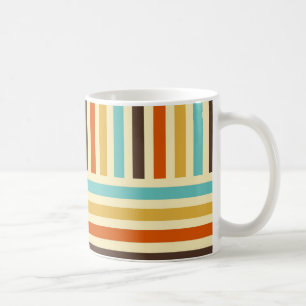 Mug Rayures verticales horizontales Bleu Jaune Rouge