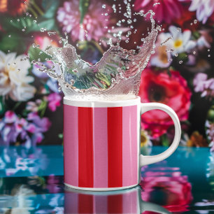 Mug Rayures verticales roses et rouges