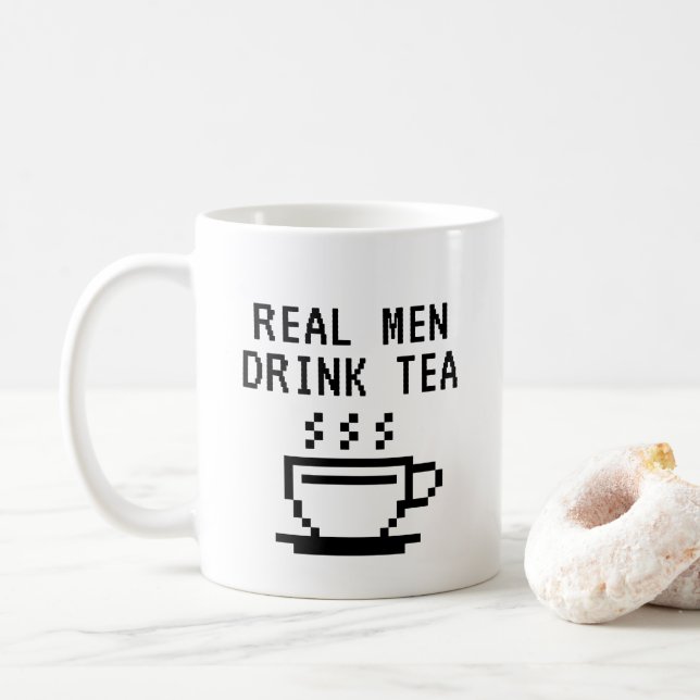 Mug Real Men Buvez du thé drôle blanc (Avec donut)