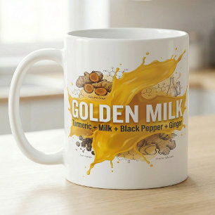 Mug Recette botanique de latte au curcuma doré