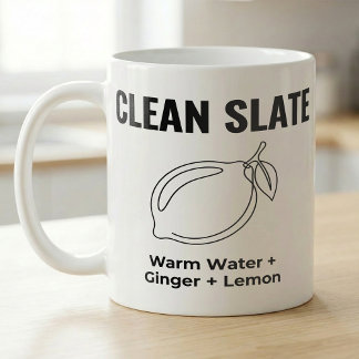 Mug Recette de citron gingembre eau chaude sur ardoise