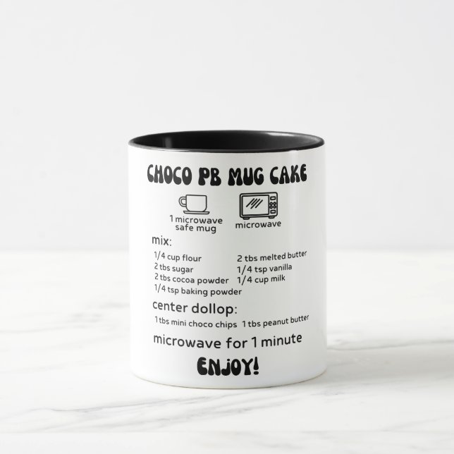 Mug Recette de gâteau à base de boug PB au chocolat /  (Centre)