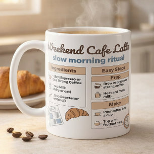 Mug Recette de Latte de Bar à Café pour une Matinée Re
