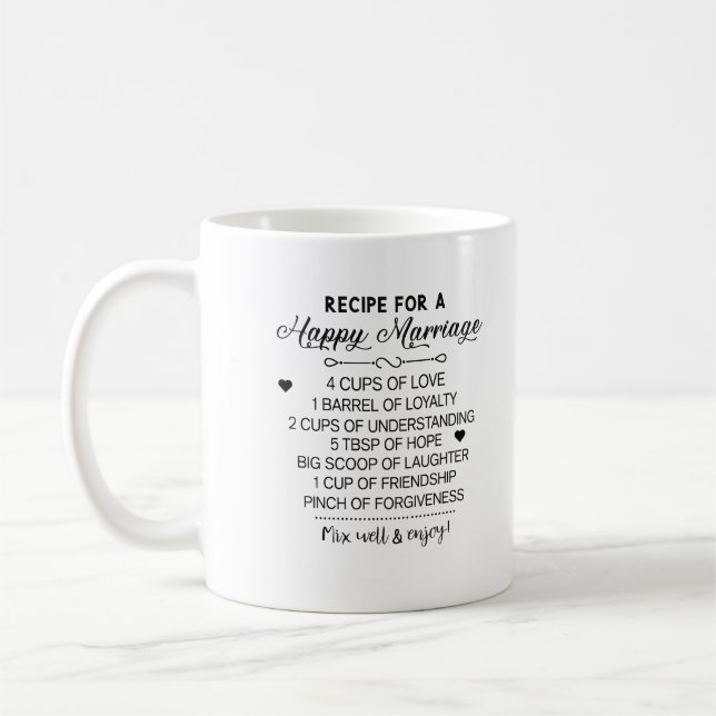 Mug Recette pour cadeaux de mariage spécial Happhy (Gauche)