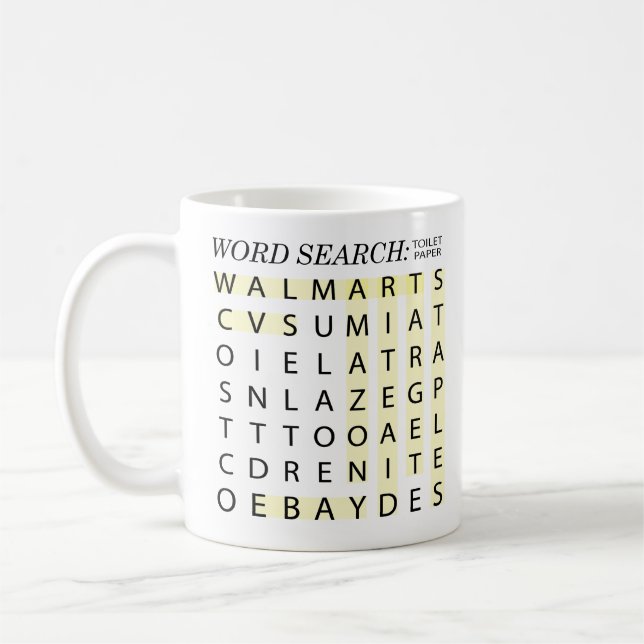 Mug Recherche de mots sur papier de toilette amusant (Gauche)