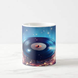 Mug record vinyle vintage avec étoiles