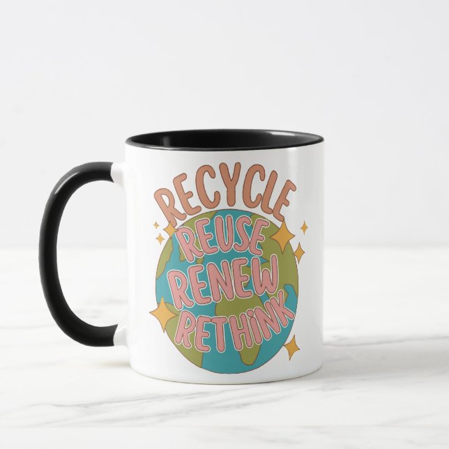 Mug Recycler réutiliser Renouveler repenser (Gauche)