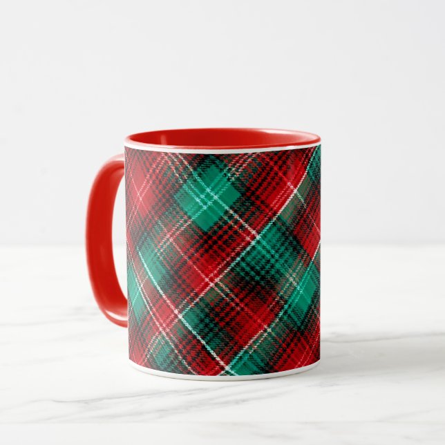 Mug Red and green holiday plaid (Devant gauche)