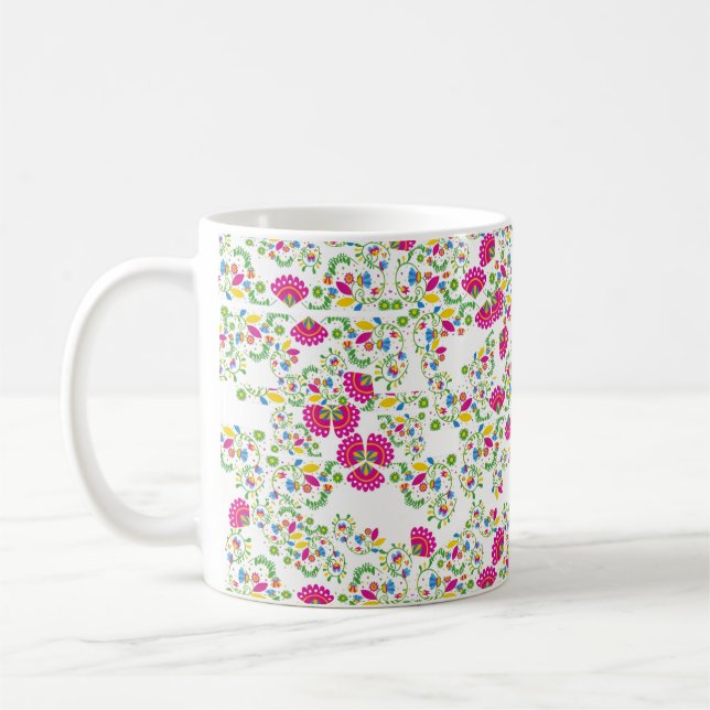 Mug Red and white floral design (Gauche)