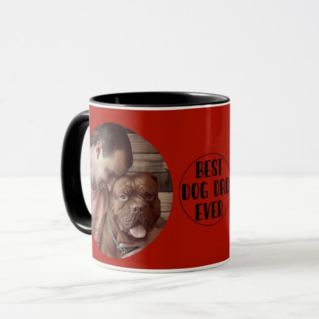 Mug Red Best Chien Papa Jamais Custom Photo Café (Devant gauche)