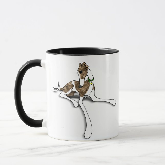 Mug Red Brindle Greyhound Illustration d'art original (Gauche)