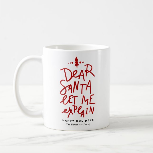 Mug Red Cher Père Noël Laissez-moi expliquer Noël drôl (Gauche)