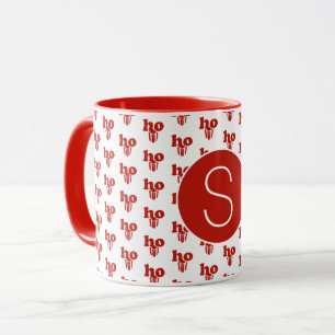 Mug Red Christmas Père Noël Salutation Ho Ho Ho Monogr