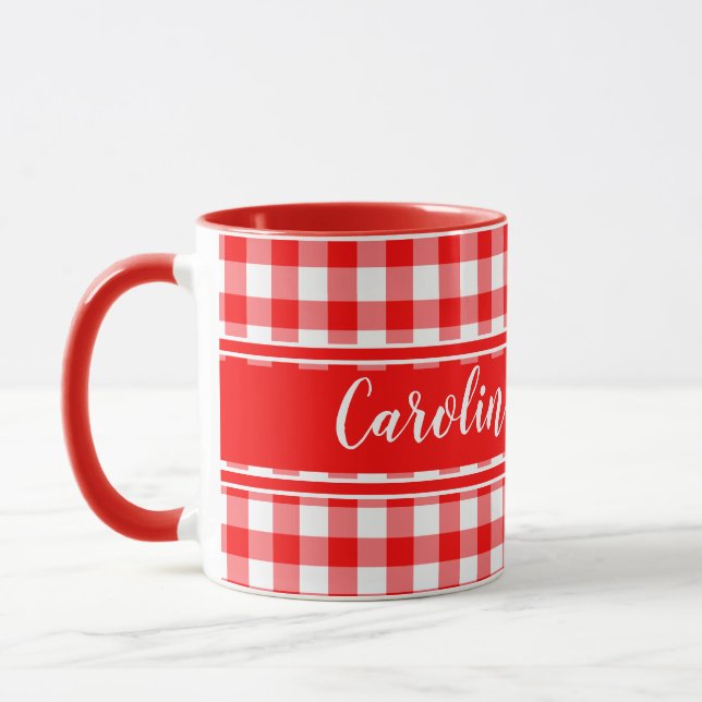 Mug Red Country En vichy Décor Agritourisme Personnali (Gauche)