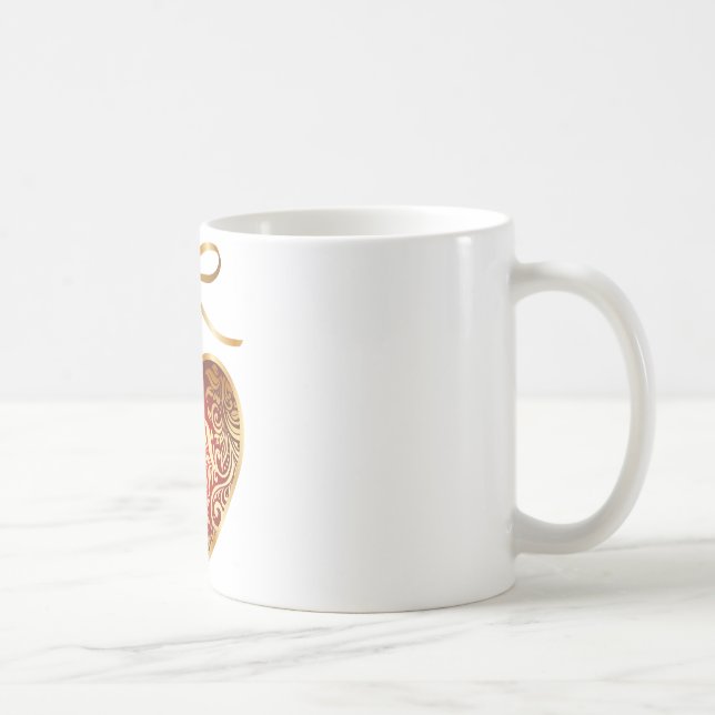 Mug Red Damask Heart (Droite)