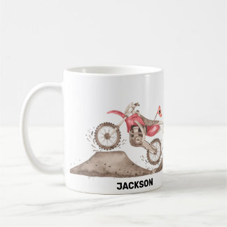 Mug Red Dirt Bike thème personnalisé nom muette