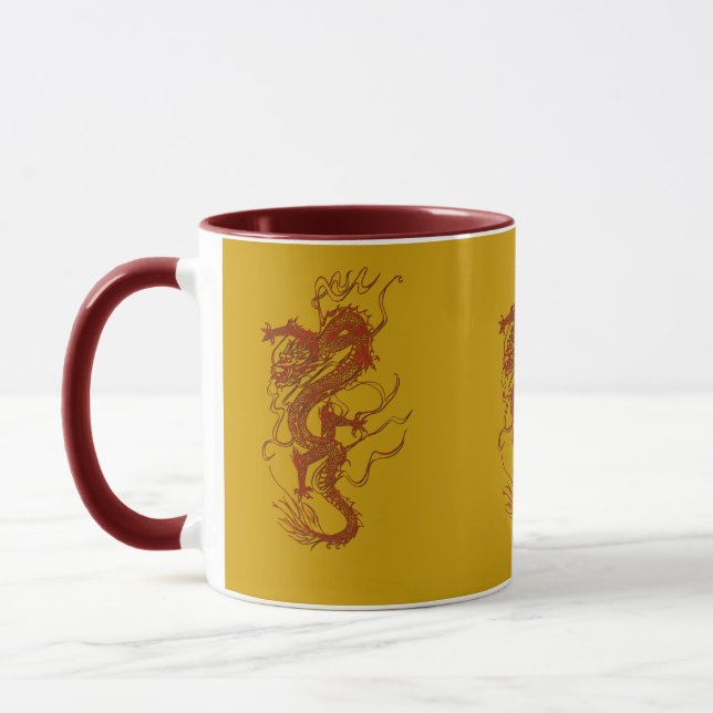 Mug Red Dragon Asian Art Design (Gauche)