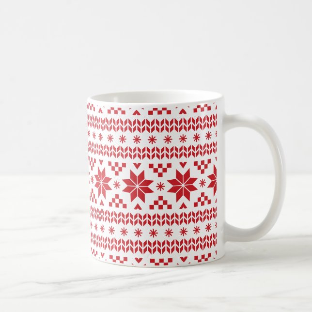Mug Red Fair Isle Motif (Droite)