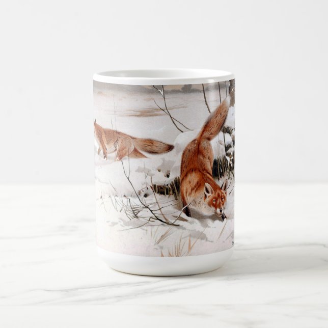 Mug Red Foxes in the Winter Snow (by Wilhelm Kuhnert) (Centre)