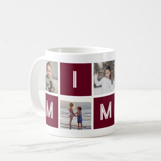Mug Red Grand-mère 5 Photo Collage Mimi (Devant gauche)