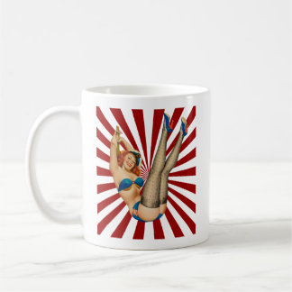 Mug Red Haired Pin-up Girl Retro Sunset