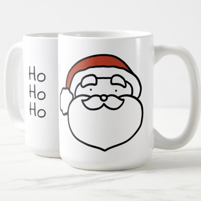 Mug Red Hat Christmas Santa Drawing with and HoHoHo (Cheer in the Christmas season with this simple line drawing Santa with red hat and HoHo Ho mug!)