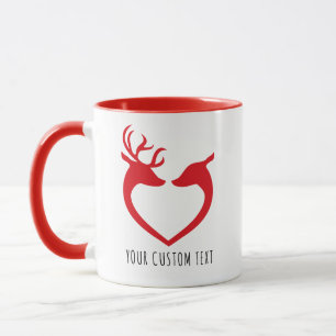 Mug Red Heart Deer Couple Personnalisé Saint Valentin