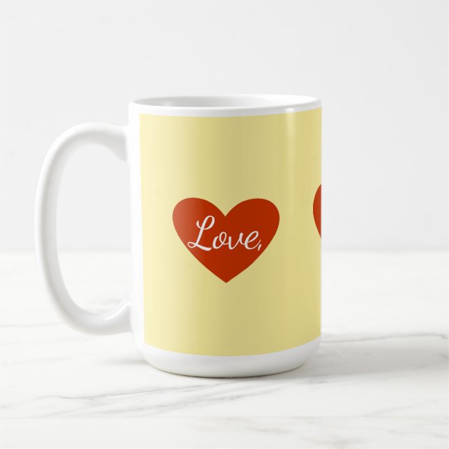 Mug Red Heart Love personnalisable (Gauche)