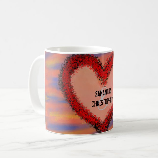 Mug Red Heart Noms Sienna Blue Yellow Sky (Devant gauche)