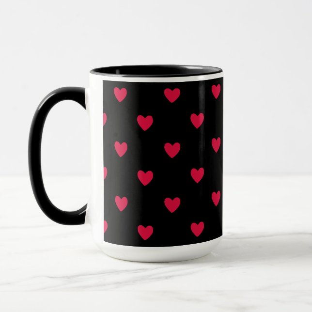 Mug Red Hearts Black Medium Motif sans couture (Gauche)