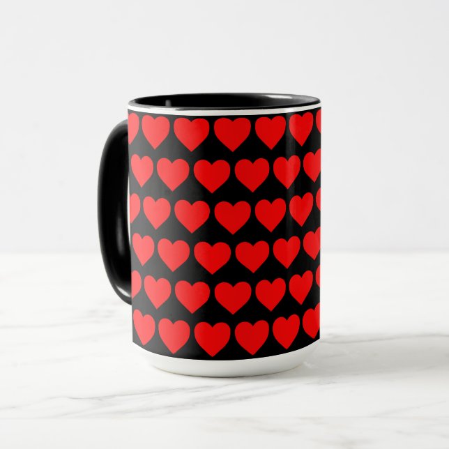 Mug Red Hearts design pattern valentine love (Devant gauche)