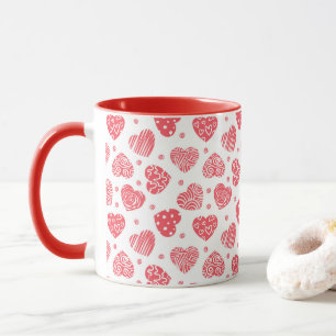 Mug Red Hearts Valentines Day Love