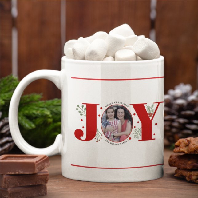 Mug Red Joy avec baies photo de Noël (Créateur téléchargé)