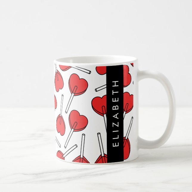 Mug Red Lollipops, Heart Lollipops, Lolly, Your Name (Droite)