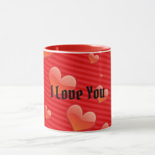 Mug Red Love Hearts, Je T'Aime,