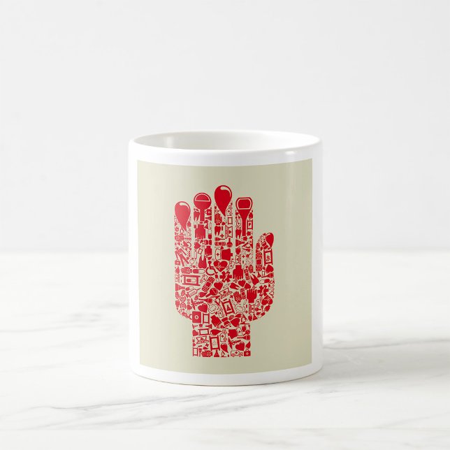 Mug Red Medical Hand Symbol Healthcare (Créateur téléchargé)