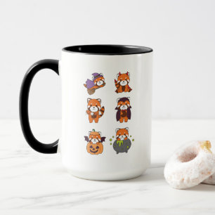 Mug Red Panda Halloween Devil Citrouille Vampire costu