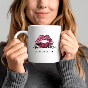 Mug Red Parties scintillant Kiss Lips Artiste de maqui