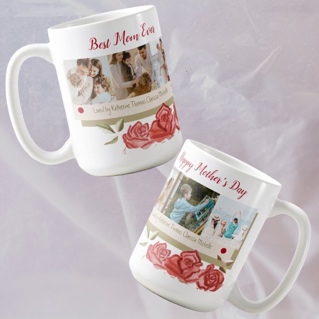 Mug Red Photo Collage Meilleure Maman Joyeuse Fête des (Créateur téléchargé)